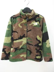 ザノースフェイス THE NORTH FACE NAJ72046 カモフラ 迷彩柄 ボア フリース ジャケット 140 茶系 ブラウン ジップアップ ロゴ 刺繍 キッズ 子供服