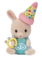 【中古】おもちゃ 3.みるくウサギの赤ちゃんと三角帽・鈴 「シルバニアファミリー 赤ちゃんコレクション 赤ちゃんパーティーシリーズ」