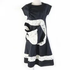 極美品☆JUNYA WATANABE COMME des GARCONS ジュンヤワタナベコムデギャルソン XB-O008 ポリエステル レース切替 デニム ワンピース インディゴ XS 日本製 正規品 レディース