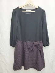 ◇ ⊇ Couture brooch クチュールブローチ 長袖 ミニ丈 ワンピース サイズ38 ブラック ブラウン マルチ レディース P  【1409090039881】