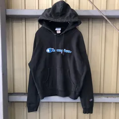 182 Champion リバースウィーブ パーカー L ブラック 刺繍ロゴ チャンピオン フーディー 裏起毛 古着卸 アメリカ仕入