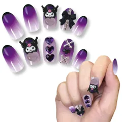 【数量限定】立体 24枚入り 貼って剥がせる ショート グラデーション クロミ ストーン ネイルシール ネイルチップ おしゃれ 女の子 キャラクター 人気 ネイル サンリオ 剥がせる