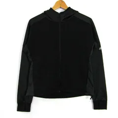 アディダス ジャージ スポーツウエア フード付 ジャケット アウター レディース Mサイズ ブラック系 adidas 【中古】