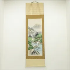 【本表装】肉筆掛け軸水墨画　山水画「黄山」美術品　絵画　和室　茶室　床の間 本表装】肉筆掛け軸水墨画 山水画「黄山」美術品 絵画 和室 茶室