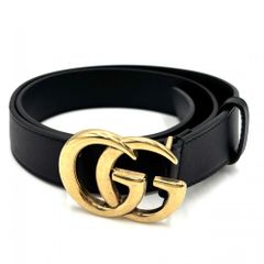 【売り尽くし】 グッチ ベルト メンズ ファッションアイテム ダブルGバックル 75/30 小物 GUCCI 414516 レザー    ブラック 黒 ゴールド金具【中古品】
