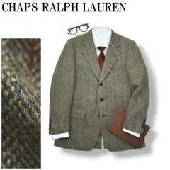 【美品】 80s チャップス ラルフローレン CHAPS RALPH LAUREN ヘリンボーンツイード ウィンドウペンチェック シングル 3B テーラードジャケット ブレザー 秋冬 グレー メンズ