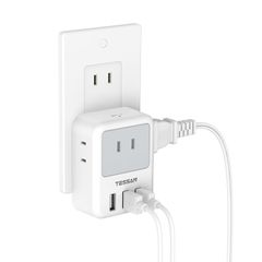 TESSAN USB コンセントタップ 電源タップ雷ガード付  TS-721
