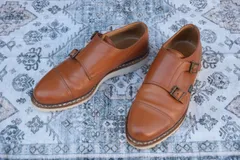PARABOOT パラブーツ WILLIAM ウィリアム ダブルモンク ストラップ ストレート 茶 ライトブラウン UK8 / 26.5cm【W2906】