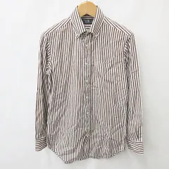 メーカーズシャツ カマクラ MAKER'S SHIRT 鎌倉 シャツ ワイシャツ 長袖 ボタンダウン ストライプ 綿 茶 白 ブラウン ホワイト 40-84