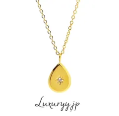 新入荷✨ゴールドドロップしずく一粒ジルコニアネックレスサージカルステンレス金アレ