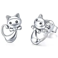 【在庫処分】DAZZARRY 猫 ピアス レディース 人気 シンプル 可愛い 猫 ネコ 金属アレルギー対応 シルバー 925 誕生日 プレゼント