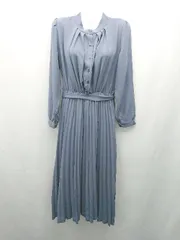 ◇ ◎ emi+ エミプラス 無地 バンドカラー ウエストゴム 長袖 ロング ワンピース サイズS ブルー レディース E  【1310130048780】