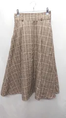 ◇ Θ MAJESTIC LEGON ウエストゴム入り チェック柄 膝下丈 フレアー スカート サイズM ブラウン系 レディース E  【1410100050802】