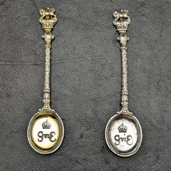 1937年 英国ヴィンテージ 純銀（925） ジョージ6世戴冠記念スプーンペア
