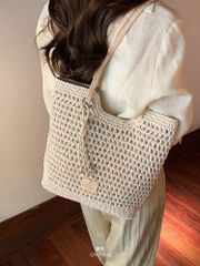 🌟南风 Chio2nd・オリジナルハイエンド🌟 牛革＆蜜蝋ロープ | 高級手編み | 海辺の风情を備えた女性用片肩バッグ