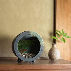 信楽焼　陶器丸型水槽　大　インテリア 信楽焼 白金彩丸水槽（大） - 通販 | 家具とインテリアの通販