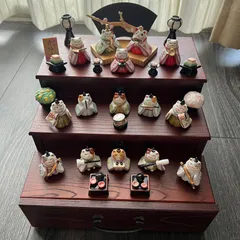 猫舎道楽堂本舗 ねこや 春福びな 15人 雛段飾り 猫舎道楽堂本舗 ねこや 春福びな 15人 雛段飾り ねこや 陶器 春