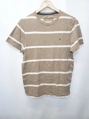 ◇ ⊂ TOMMY HILFIGER トミーヒルフィガー ボーダー 半袖 Tシャツ カットソー サイズＸＳ ベージュ ホワイト レディース E  【1506110002525】