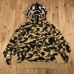 1st camo yellow ダブル シャーク パーカー Mサイズ double shark full zip hoodie a bathing ape BAPE エイプ ベイプ 迷彩