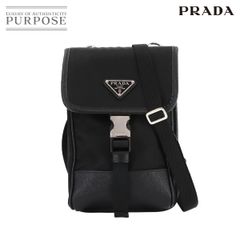 新品同様 プラダ PRADA スマートフォン ケース ショルダー バッグ ナイロン サフィアーノレザー ブラック 2ZH109 Shoulder Bag 90288914