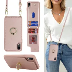 【ラスト1点】肩掛け 首かけ 斜めがけ クロスボディ ショルダー ケース 背面ポケット付き iPhone XR XR 財布型 手帳型カードケース アイホン XR スマホケース iPhone 【上下開】折りたたみ 財布型 お洒落 あいふぉん ケース XR 携帯ケ