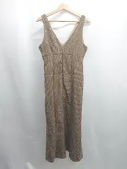 ◇ ⊇ MAJESTIC LEGON チェック柄 マーメイド ノースリーブ ロング ワンピース サイズM ベージュ ブラウン レディース E  【1505290026451】