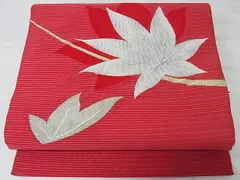 平和屋着物■夏物　八寸名古屋帯　楓　銀糸　正絹　逸品　AAAE4528Awj