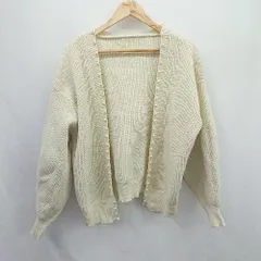 ◇ ⊇ ap retro 長袖 パール付ガウンニットスポンディッシュカーディガン サイズF ベージュ系 レディースメンズ E  【1506300022128】