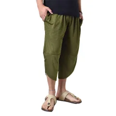 接触冷感 アラジンパンツ 《55カーキ杢》 新品 未使用 吸汗速乾 サルエルパンツ ルームウェア 7分丈 カチオンドライ UVカット UPF50+ 涼しい【H3M】【ゆうパケット】 ファッション