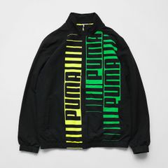 PUMA プーマ ウィンドブレーカー ブルゾン トラックジャケット スポーツ プリント ブラック Mサイズ 古着【UR-0316】