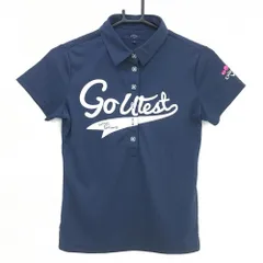 ★値下げ★【美品】キャロウェイ 半袖ポロシャツ ネイビー×白 フロント英字 レディース M ゴルフウェア Callaway