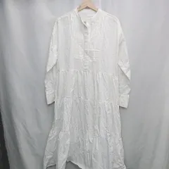 ◇ ⊂ レクタングル シンプル 長袖 ロング ワンピース サイズM ホワイト系 レディース E  【1505220005846】のサムネイル
