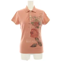 ラルフローレン RALPH LAUREN THE SKINNY ROLO ポロシャツ カットソー 薔薇モチーフ 刺繍 半袖 M サーモンピンク 2433 /HN