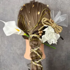 【カラーリリー×紫陽花】和装髪飾り成人式結婚式卒業式　袴着物振り袖　前撮り　ヘッドドレス　ヘアパーツ　紫陽花　和紐　和装髪飾り　和装小物　白無垢　色打ち掛け　お色直し　フォトウェディング