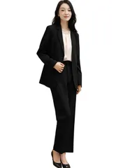 【最短発送】[Yino] イノ スーツ レディース セットアップ パンツスーツ 2点セット ジャケット＋ストレートパンツ ウエストゴム 洗える 着せ おしゃれ フォーマル 通勤 入学式 卒業式 面接 通年