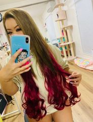 ワインレッド★ロングカール襟足ウィッグ