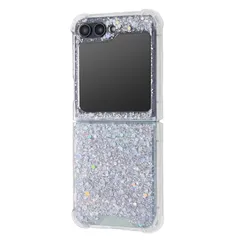 Galaxy Z Flip5 キラキラ ラメ 折りたたみ型 セパレート ハイブリッドケース/シルバー