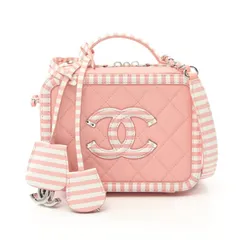シャネル CHANEL ショルダーバッグ CCフィグリー スモール バニティバッグ A93342 ピンク/ホワイト キャビアスキン(グレインドカーフ) レザー CCフィリグリー マトラッセ バニティ チェーンショルダー レディース Used A