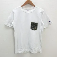 a■チャンピオン/CHAMPION 胸ポケットカモフラ柄 Tシャツ【M】白/MENS/2【中古】