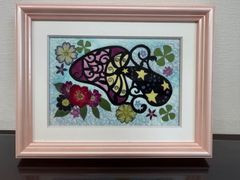 切り絵・押し花　額付き