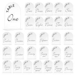 uxcell アーチアクリルサイン スタンド付き アクリル アーチテーブルナンバーホルダー ウェディングパーティー テーブルセンターピースの装飾用 マ ットホワイト 12.7 x 17.8 cm ナンバー1-30 30個