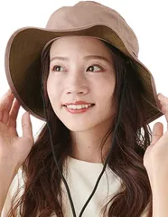 バレリア 撥水 アドベンチャーハット 風で飛ばないアウトドアハット(ベージュ,  58.0 cm)