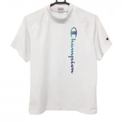 チャンピオン 半袖ハイネックシャツ 白×グリーン ロゴプリント  レディース MEDIUM ゴルフウェア Champion