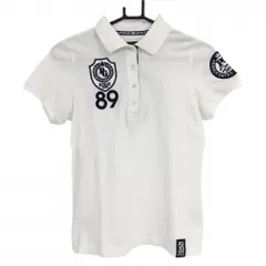 ★値下げ★パーリーゲイツ 半袖ポロシャツ 白×ネイビー 30周年 ワッペン レディース 0(S) ゴルフウェア PEARLY GATES