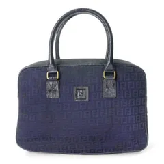 FENDI　ズッキーノ柄ロゴジャガード ボストンバッグ（紺）