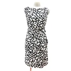 ダイアンフォンファステンバーグ DIANE von FURSTENBERG ワンピース ミニ 総柄 ノースリーブ 0 XS 白 ホワイト 黒 ブラック /MN ■GY19のサムネイル