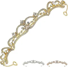 fogman ティアラ クラウン 結婚式 ブライダル かわいい 花嫁 ウェディング プリンセス(ゴールド)