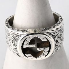【研磨済】美品 GUCCI インターロッキングG アラベスク ワイド リング サイズ24 グッチ