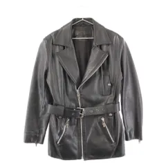 CHROME HEARTS (クロムハーツ) ローラーベルト付き ダブルライダースレザーコート オールド ブラックのサムネイル