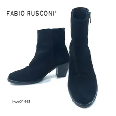 FABIO RUSCONI ショートブーツ サイドジップ スエード 36 hws01461 ファビオルスコーニ ブラック